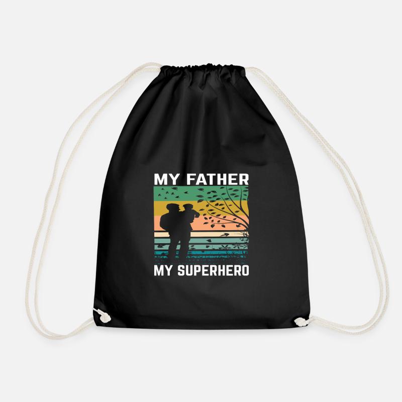 My father is my hero - Drawstring Bag - black