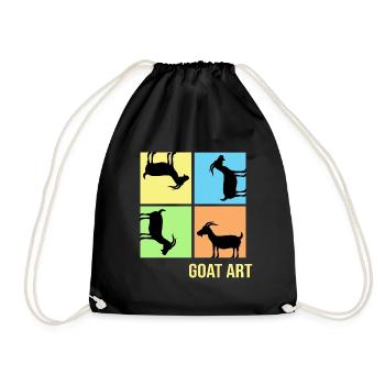 Goat popart Goat pulling posture "goat-art" - Drawstring Bag - black - Front