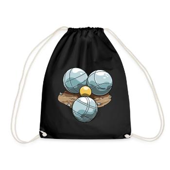Petanque Boccia Boule Kugelspiel - Turnbeutel - Schwarz - Vorne