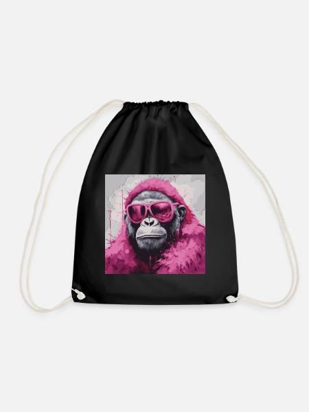 Pink Fashion Monkey Art - Turnbeutel - Schwarz