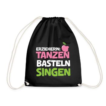 Kindergärtnerin Tanz Bastel Singen Lustig Kita - Turnbeutel - Schwarz - Vorne