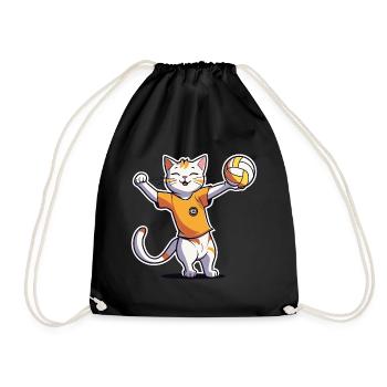 Volley-ball enfants chat I drôles d’animaux | Des sports | - Sac de sport léger - noir - Devant