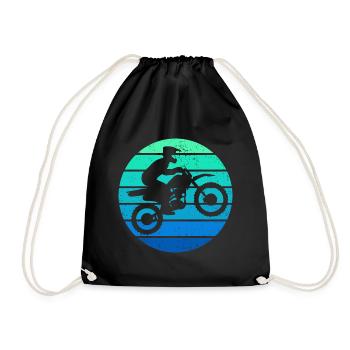 Motocross Dirt Bike Rider Motorcycle - Drawstring Bag - black - Front