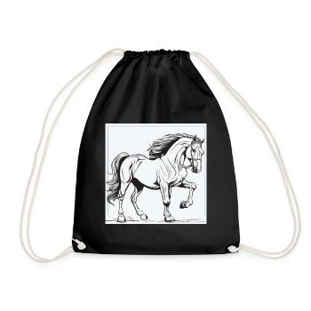 Pferd Pferde Pony Hengst Ross Gaul - Turnbeutel - Schwarz - Vorne