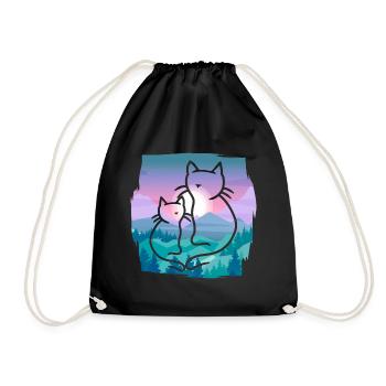 Retro Cats Vintage 90's 80's Cat Nature Child - Drawstring Bag - black - Front