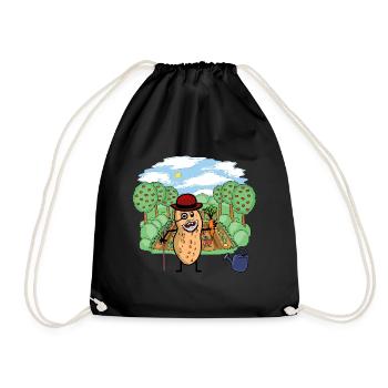Garden Grandpa Peanut Vegetable Gardening Gardening - Drawstring Bag - black - Front