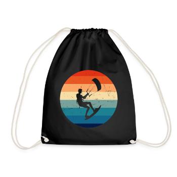 Women Kiting Kitesurfer Kitesurfing Kite Kitesurf - Drawstring Bag - black - Front
