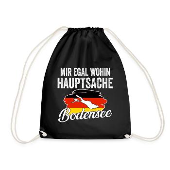 Mir egal wohin hauptsache Bodensee - Turnbeutel - Schwarz - Vorne