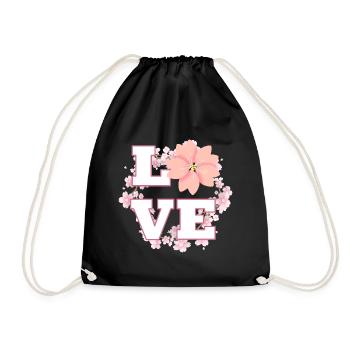 Bague de fleurs de cerisier Love - Sac de sport léger - noir - Devant