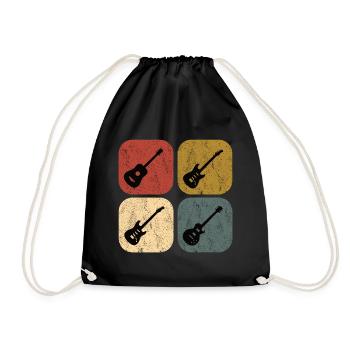 Gitarren bunt retro vintage Gitarrist - Turnbeutel - Schwarz - Vorne