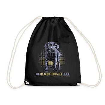 dog black labrador dog breeding black labrador - Drawstring Bag - black - Front