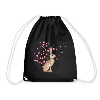 Kirschblüte Kaninchen Japanische Sakura Blume - Turnbeutel - Schwarz - Vorne