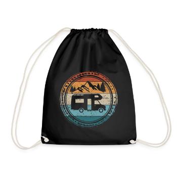 Camping RV Caravan Motorhome Camper - Drawstring Bag - black - Front