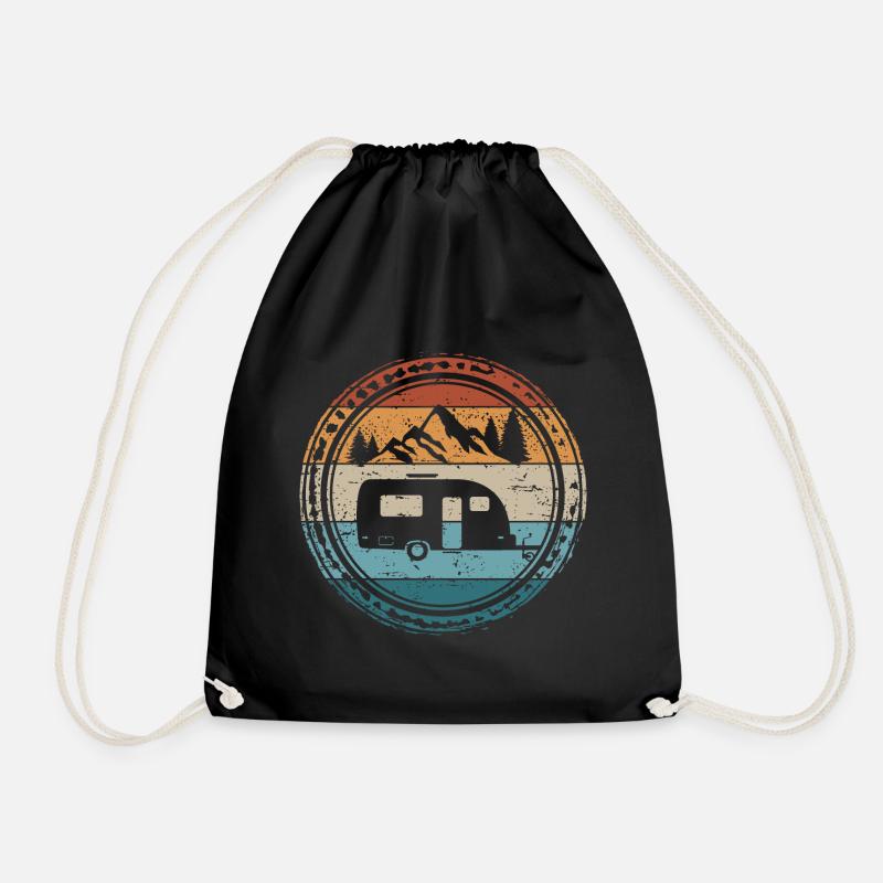 Camping RV Caravan Trailer Camper - Drawstring Bag - black