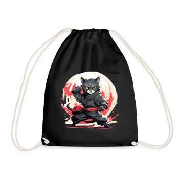 Japanische Katze Samurai Style für Katzen Fans - Turnbeutel - Schwarz - Vorne