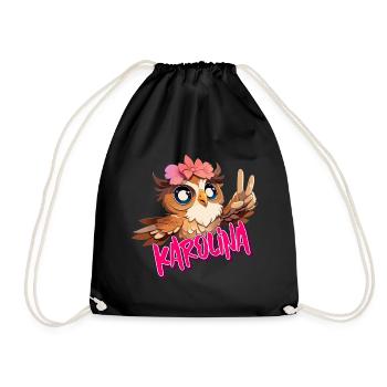 KAROLINA - Beau nom de fille avec un hibou mignon - Sac de sport léger - noir - Devant