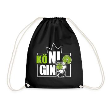 Kö-ni-Gin - die Gin Königin - Wortspiel - Turnbeutel - Schwarz - Vorne