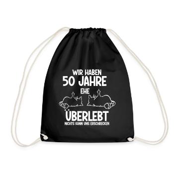 50 Jahre Ehe überlebt Goldende Hochzeit - Turnbeutel - Schwarz - Vorne