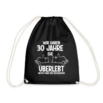 30 Jahre Ehe überlebt Perlen Hochzeit Hochzeitstag - Turnbeutel - Schwarz - Vorne
