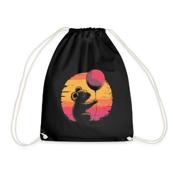Koala mit Luftballon Vintage Silhouette - Turnbeutel - Schwarz - Vorne
