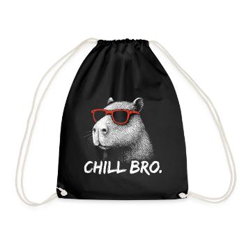 CHILL BRO – Capybara amusant avec des lunettes de soleil - Sac de sport léger - noir - Devant