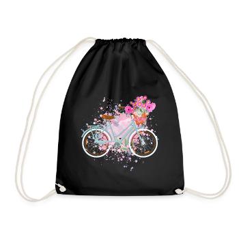 Floral Flowers Women's Wheel Bicycle Women - Drawstring Bag - black - Front