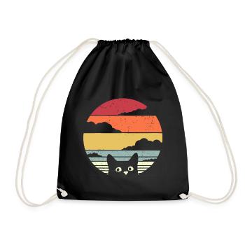 Graphique drôle de chat - Sac de sport léger - noir - Devant