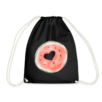 Melon Heart - Drawstring Bag - black - Front