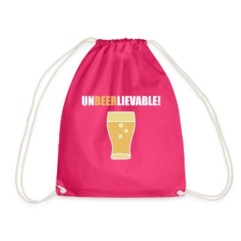Unbeerlievable white - Drawstring Bag - fuchsia - Front