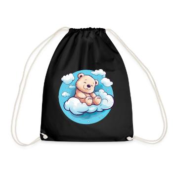 Niedlicher Bär Schlafen Wolken für Kinder - Turnbeutel - Schwarz - Vorne
