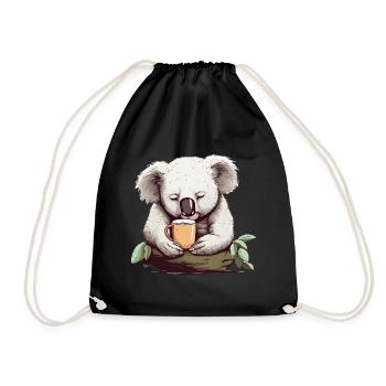 Niedlicher Koala Entspanntes Tier Kaffeebecher - Turnbeutel - Schwarz - Vorne