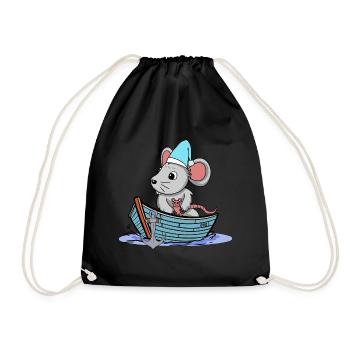 Maritime Mouse Rodent Boat Cruise Travel Child - Drawstring Bag - black - Front