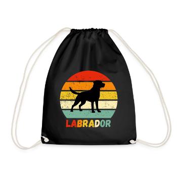 Labrador Retriever Labbi Hund Retro Geschenk Wau - Turnbeutel - Schwarz - Vorne