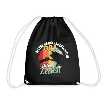 Best pot-bellied pig grandpa ever - Drawstring Bag - black - Front