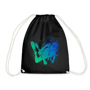 Free Dive Scuba Tauchen Scuba Taucher Scuba Diver - Turnbeutel - Schwarz - Vorne