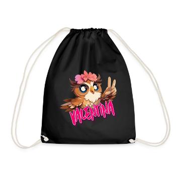 VALENTINA - Beau nom de fille avec un hibou mignon - Sac de sport léger - noir - Devant