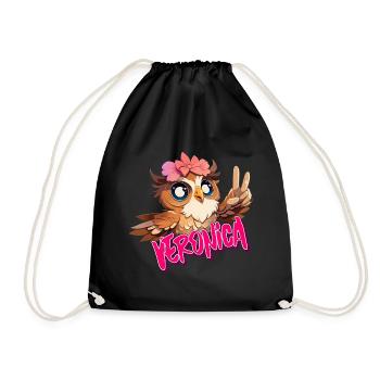 VERONICA - Beau nom de fille avec un hibou mignon - Sac de sport léger - noir - Devant