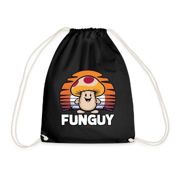 Funny Cartoon Mushroom Character Smiling Guy - Drawstring Bag - black - Front