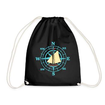 Compass Sailing Ship Ship Ships Travel - Drawstring Bag - black - Front