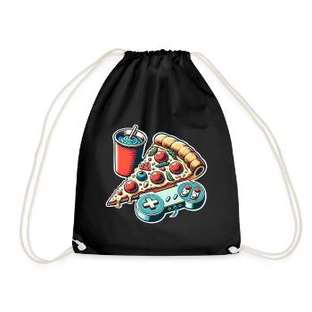 Pizza Gaming Gamer - Turnbeutel - Schwarz - Vorne