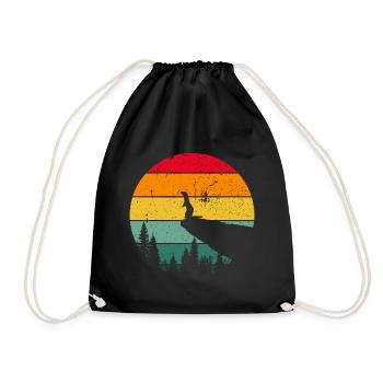 Vintage Retro Murmeltier Alpen Nagetier Wandern - Turnbeutel - Schwarz - Vorne
