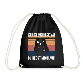 Ich rege mich nicht auf genervter Hase - Turnbeutel - Schwarz - Vorne