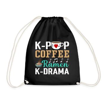 K-Pop Coffee Ramen K-Drama - Turnbeutel - Schwarz - Vorne