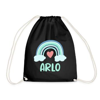 Arlo Name Regenbogen Baby - Turnbeutel - Schwarz - Vorne