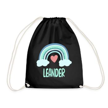 Leander Name Rainbow Baby - Drawstring Bag - black - Front