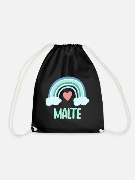Malte Name Regenbogen Baby - Turnbeutel - Schwarz