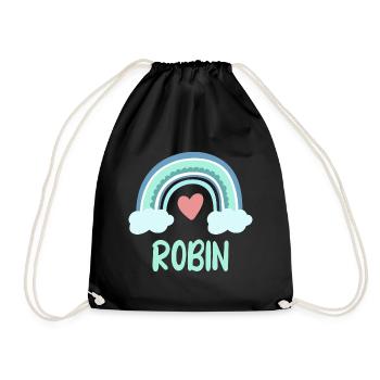 Robin Name Rainbow Baby - Drawstring Bag - black - Front
