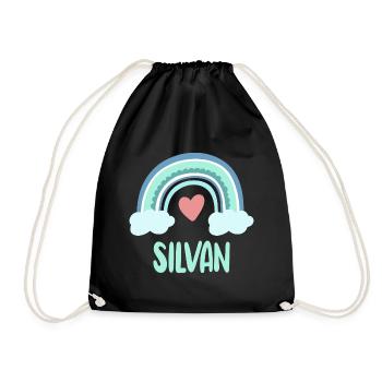 Silvan Name Rainbow Baby - Drawstring Bag - black - Front