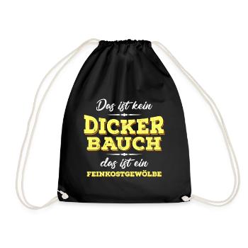 Dicker Bauch, Feinkostgewölbe, Feinschmecker, Fun - Turnbeutel - Schwarz - Vorne