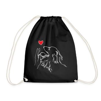 Dachshund Heart Hand Dachshund High Five - Drawstring Bag - black - Front